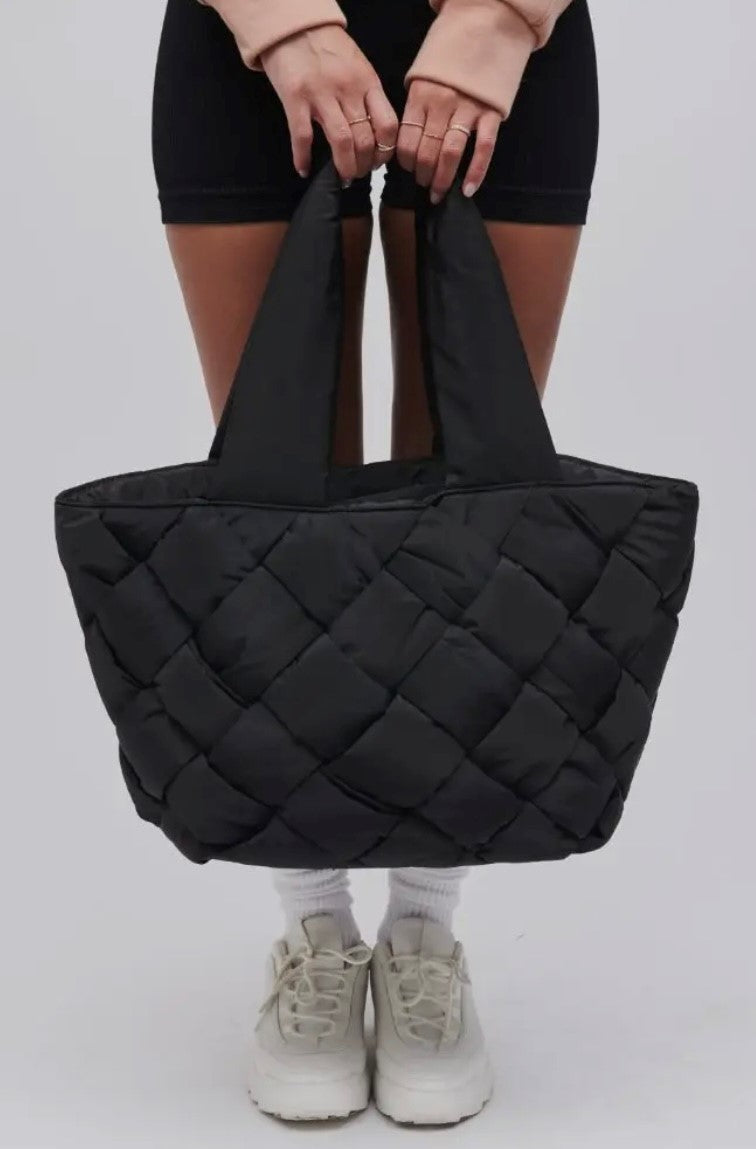 Sol and Selene - Intuition East West Woven Nylon Tote - Black