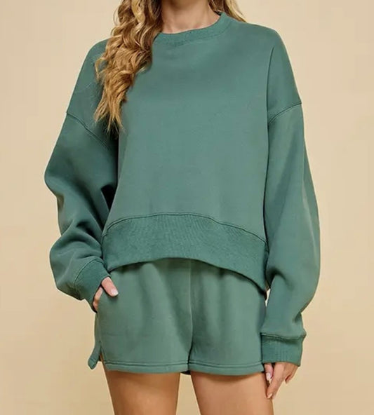 Dropped Shoulder Sweatshirt in Pine