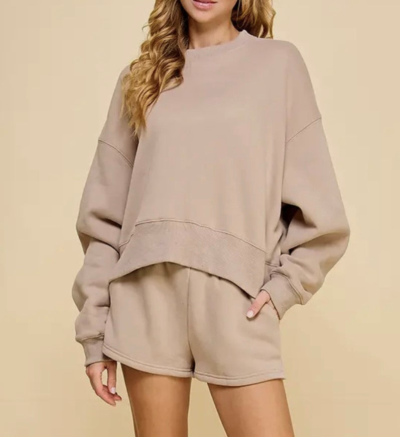 Dropped Shoulder Sweatshirt in Mocha