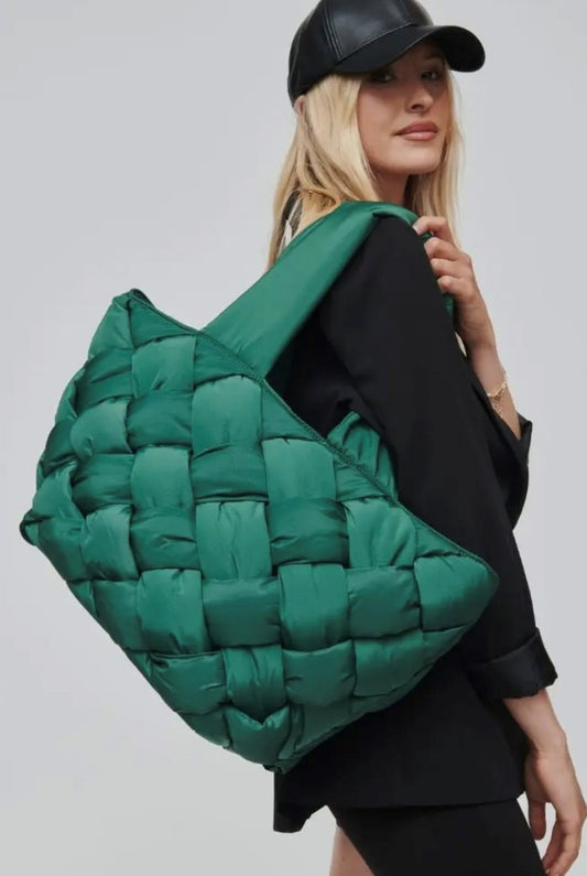 Sol and Selene - Intuition East West Woven Nylon Tote - Emerald