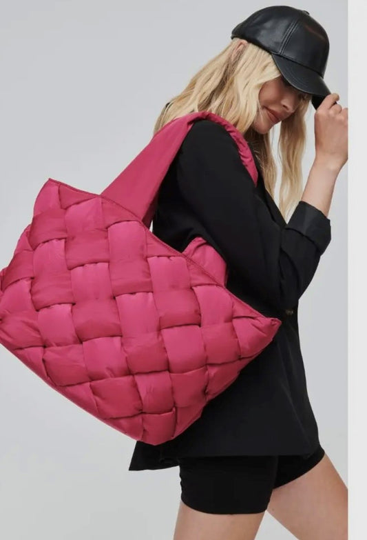 Sol and Selene - Intuition East West Woven Nylon Tote - Magenta