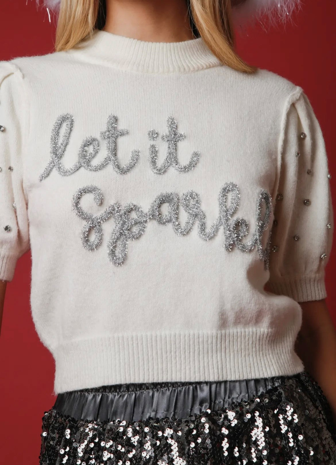 Let It Sparkle Lurex Embroidery Sweater