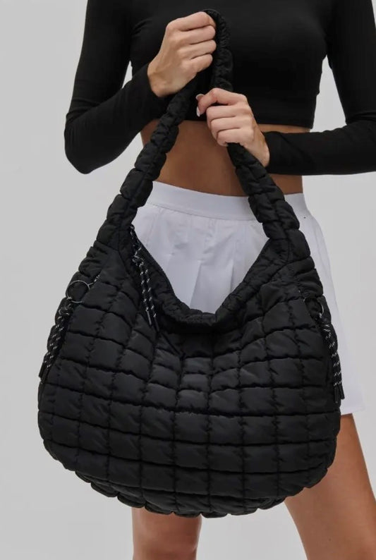 Sol and Selene - Revive - Quilted Nylon Hobo in Black