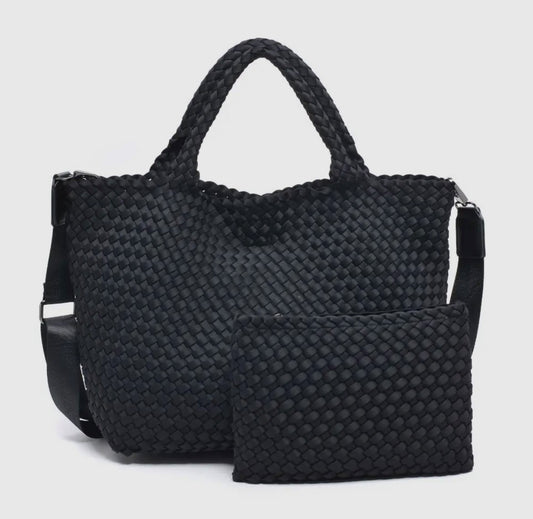 Sol and Selene - Sky's the Limit - Medium Woven Neoprene Tote in Black